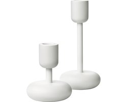 iittala Nappula Kandelaar set wit– Kaarsenhouder metaal– 107 mm & 183 mm