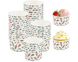 Ijsbeker - 50 stuks - 125 ml - Papieren taartbekers met ijspatroon - IJsbeker - ijsbekertje - Beker voor milkshake - Voor Ijs, Yoghurt, Cupcakes & Desserts