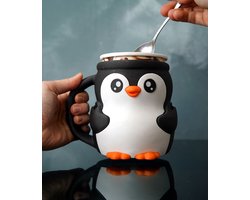 Ijsbekerhouder - Pinguïn - Handvat en twee lepelgleuven - Geschikt voor ijsbekers van 473ml - Cute design - Leuk om cadeau te geven - Schattig en herbruikbaar