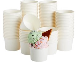 IJsbekers Karton - Dessertglazen Papieren - Feestelijke Desserts - Herbruikbaar Stevig Materiaal - 150ml 50 Stuks - Wit