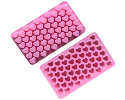 IJsblokjes vorm hartjes - IJsklontjes mal - Hartjesvorm - 1,5 cm - 55 hartjes - IJs blokjes maken - Chocolade / zeep maken - Zeepvorm - Vormpjes - Ice cube tray - Ice mold - Siliconen - Jonyx