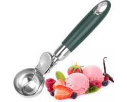 IJsdispenser van roestvrij staal, met trekker en comfortabele handgreep, Geschikt voor het maken van ijsbolletjes, bakken, het maken van meloenvormige mallen, bolvormige ijsnaalden, enz.