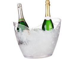 ijsemmer - 6l drankkoeler - champagne - bier - wijn - kunststof - 25,5 x 34,5 x 26 cm - doorzichtig