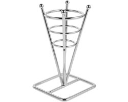 IJshoorntjes Houder - Wafel Friet Beker - Professioneel Presenteren - Roestvrij Staal - 13 x 7.5 x 7.5 cm - Zilver