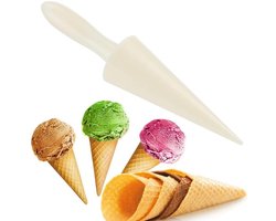 IJshoorntjes Vorm - Kegelvormers Knapperig - Zelfgemaakte Hoorntjes - Herbruikbaar Set - 2 Stuks - Zilverkleurig