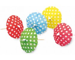 Ijsparasols - 20x st - hout/papier - IJs/hapjes parasols - cocktailprikkers - prikkers - Tafel feestartikelen/versiering