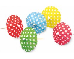 Ijsparasols - 60x st - hout/papier - IJs/hapjes parasols - cocktailprikkers - prikkers - Tafel feestartikelen/versiering