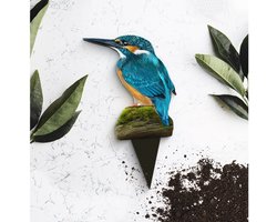 IJsvogel Planten Steker - Plant Decoratie - Plant Deco - Oranje Blauw - Kingfisher - Vogel