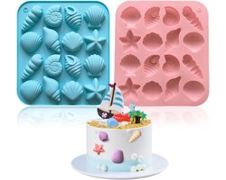 Ijsvormen set siliconen mallen: schelp en zeester bakvormen voor chocolade en fondant - perfect voor taartdecoratie, zeemeerminnenfeesten en onderwaterthema's