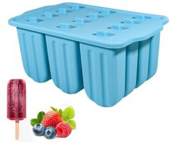 IJsvormpjes - ijslollyvormpjes - siliconen - ijslollyvormen - keukengereedschap - geschikt voor het maken van ijslolly's - zelfgemaakte koude drankjes - blauw - 20*13*8,5 cm - zonder houten stokjes