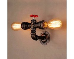 IJzeren dubbele wandlamp, waterwandlamp, windlamp, industriële retro, eenvoudige creatieve lamp voor restaurant, slaapkamer, woonkamer, hal, bar, gangpad, trappenhuis, keuken, E27 buitenwandlamp