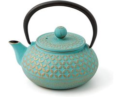 IJzeren theepot met RVS filter - Multicolor Turkoois Goud - 05 cl iron teapot