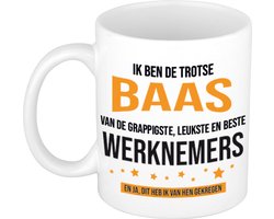 Ik ben de trotse baas van de grappigste, leukste en beste werknemers koffiemok / theebeker - wit - 300 ml