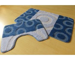 Ikado Badmat set blauwtinten 60 x 100 cm + 50 x 60 cm