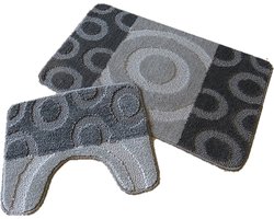 Ikado Badmat set grijstinten 50 x 80 cm + 40 x 50 cm
