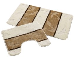 Ikado Badmat set ivoor/bruin 60 x 100 cm + 50 x 60 cm