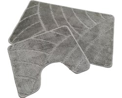 Ikado Badmat set klassiek grijs 50 x 80 cm + 40 x 50 cm