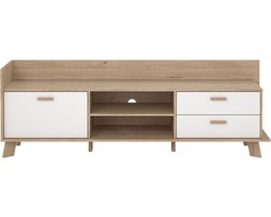 Ikast TV-meubel 1 deur, 2 lades, 2 planken eiken decor, wit.