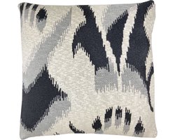 Ikat knitted cushion anthracite