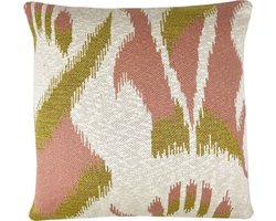 Ikat knitted cushion pink