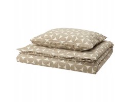 IKEA ANGSNEJLIKA Dekbedovertrek & Kussensloop - 150x200cm - Taupe/Crème