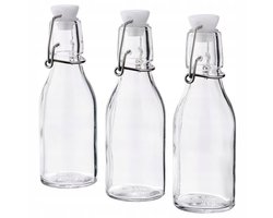 IKEA KORKEN Glazen Flesjes met Dop - 15 cl, 3 Stuks