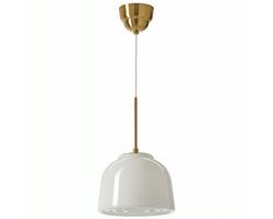 IKEA MUDDERVERK Hanglamp Messing/Opaal Wit Glas E27