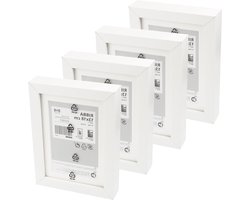 Ikea RIBBA Chunky Box fotolijsten, wit, 13 x 18 centimeter (5x7 inch), vezelplaat en kunststof, wand- en tafelgemonteerd, 703.784.14 - Set van 4