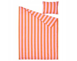 IKEA SLANHOSTMAL Dekbedovertrek 150x200 cm - Strepen Oranje/Roze