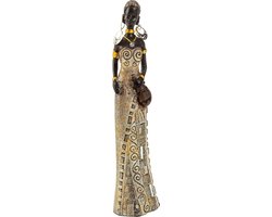 Iko Afrikaanse Vrouw met Kruik – Decoratiebeeld – Handbeschilderd – 24 cm – Polyresin