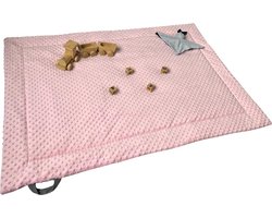 IL BAMBINI Baby & Peuter Speelkleed Rosa - Speelmat -  Speeldeken - Vloerkleed - Minky  - 130 x 90 cm - Roze & Grijs