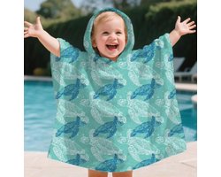 Il Bambini - Badcape Baby - Badcape - Baby Badjas - Omslagdoek - Omslagdoek - Baby Handdoek Met Capuchon - Strandhanddoek - Badponcho - Poncho Handdoek - Microfiber - 60 x 60cm - Schildpad