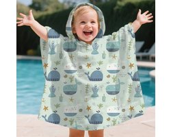 Il Bambini - Badcape Baby - Badcape - Baby Badjas - Omslagdoek - Omslagdoek - Baby Handdoek Met Capuchon - Strandhanddoek - Badponcho - Poncho Handdoek - Microfiber - 60 x 60cm - Walvis