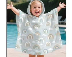 Il Bambini - Badcape Baby - Badcape - Baby Badjas - Omslagdoek - Omslagdoek - Baby Handdoek Met Capuchon - Strandhanddoek - Badponcho - Poncho Handdoek - Microfiber - 60 x 60cm - regenboog