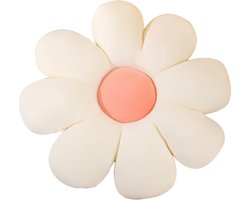 IL BAMBINI - Bloem kussen wit - Bloemvormig kussen - Aesthetic kussen met bloem vorm - Kussen Bloemen - Flower Power - 40 x 40 cm