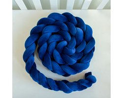 IL BAMBINI Gevlochten baby bed bumper Treccia - Bedomrander - Box omrander - Hoofdbeschermer - Boxrand - Bedbumper - Stootrand - Boxomrander - (3 meter) Royal Blauw