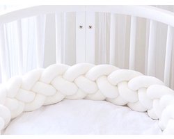 IL Bambini gevlochten bedbumper - hoofdbeschermer - gevlochten boxrand - wit - 2 meter - 4 strengen