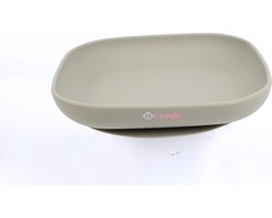 IL BAMBINI - Kinderbord - Baby bord - Kinderservies - bord - Stonegreen - Groen - Siliconen BPA vrij - Onbreekbaar - 17 x 17 cm