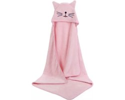 IL BAMBINI - zachte baby badponcho - Fleece handdoek - omslagdoek - Badcape - 90 x 90 cm - Roze