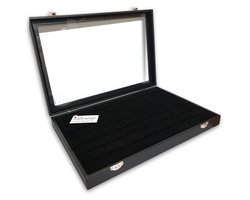 Ilènne - Ringendoos / Ringenhouder - Zwart - 100 ringen -35x24x4,5 cm - Met Deksel - Ringenbox
