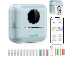 Ilona Mini printer voor mobiel - Pocket printer - Premium Mini Fotoprinter - Draagbare Smartphone Printer - Mobiele fotoprinter - Sticker printer - Groen - Incl. 5 Rollen Zelfklevend Papier + 5 Rol Wit Papier + 3 Rollen Gekleurd Papier + 5 Pennen