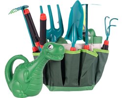 Ilso tuinierset met opbergtas kinderen - tuinier tas - handschoenen - hark - schep - dino gieter - snoeien - tuin