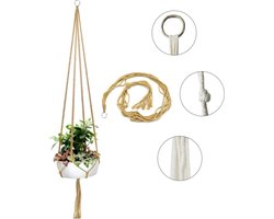 ilta Life, Plantenhanger macramé - 1 stuk - Plantenpot ophangen - Planthanger, macramé bloempot hanger, bloempot slinger, macramé bloempot, Mosterdgeel