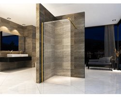 ILYA CLARO Inloopdouche Douchewand 140x200 cm - Helder Veiligheidsglas 8 mm - Goud Profiel - Antikalk