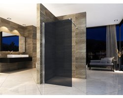 ILYA UMBRA Inloopdouche Douchewand 100x200 cm - Rookgrijs Veiligheidsglas 8 mm - Chroom Profiel - Antikalk