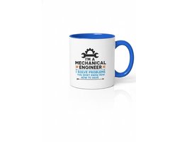 I’m a Mechanical Engineer Mok 330ml – Witte Keramische Koffiemok met Blauwe Oor – Grappige Engineering Quote Cadeau voor Ingenieurs