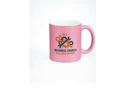 “I’m a Mechanical Engineer – Solve. Build. Innovate.” 330ml Roze Glitter Koffiemok – Ingenieur Humor Mok – Perfect Cadeau voor Engineers