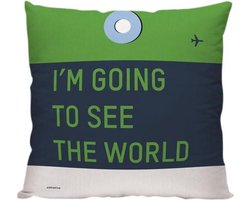 I'm Going To See The World - Sierkussen - 40 x 40 cm - Reis Quote - Reizen / Vakantie - Reisliefhebbers - Reizigers - Voor op de bank/bed