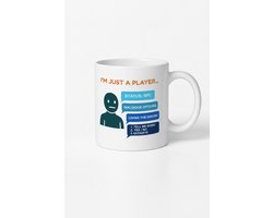 I’m Just a Player Gamer Mok 330ml – Witte Keramische Koffiemok met Grappig NPC Dialoog Design – Gaming Cadeau voor Gamers & RPG Fans
