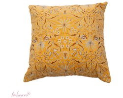 Imbarro Home & Fashion kussen Dahlia Velours Geel 50 x 50 cm Uit de serie Lovely Botanics